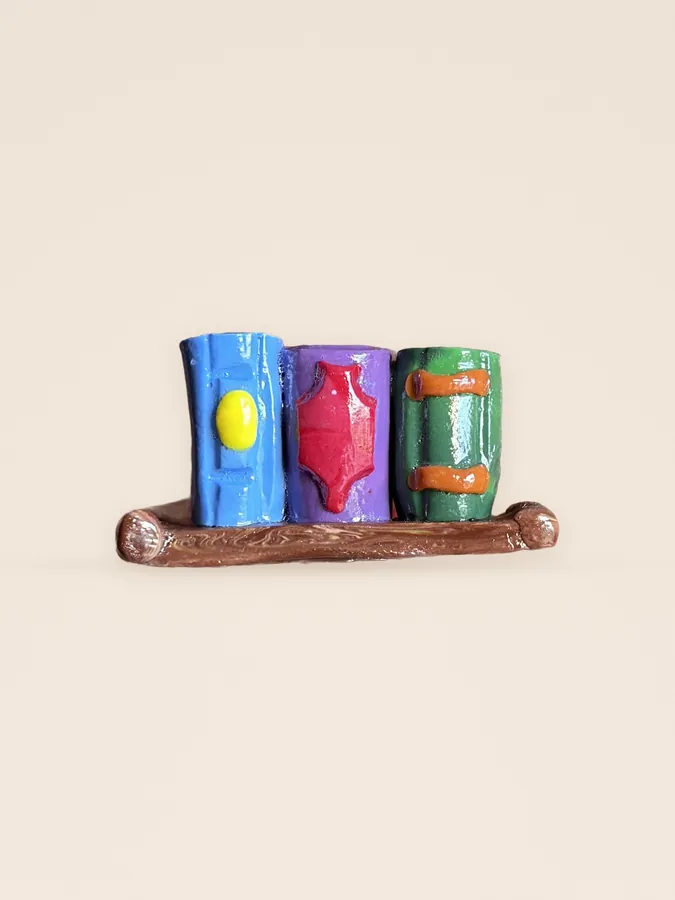 Little Library, handmade polymer clay critters piece