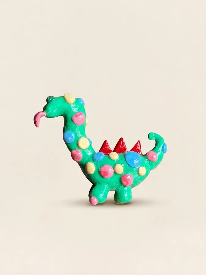 Dotty Dino, handmade polymer clay critters piece