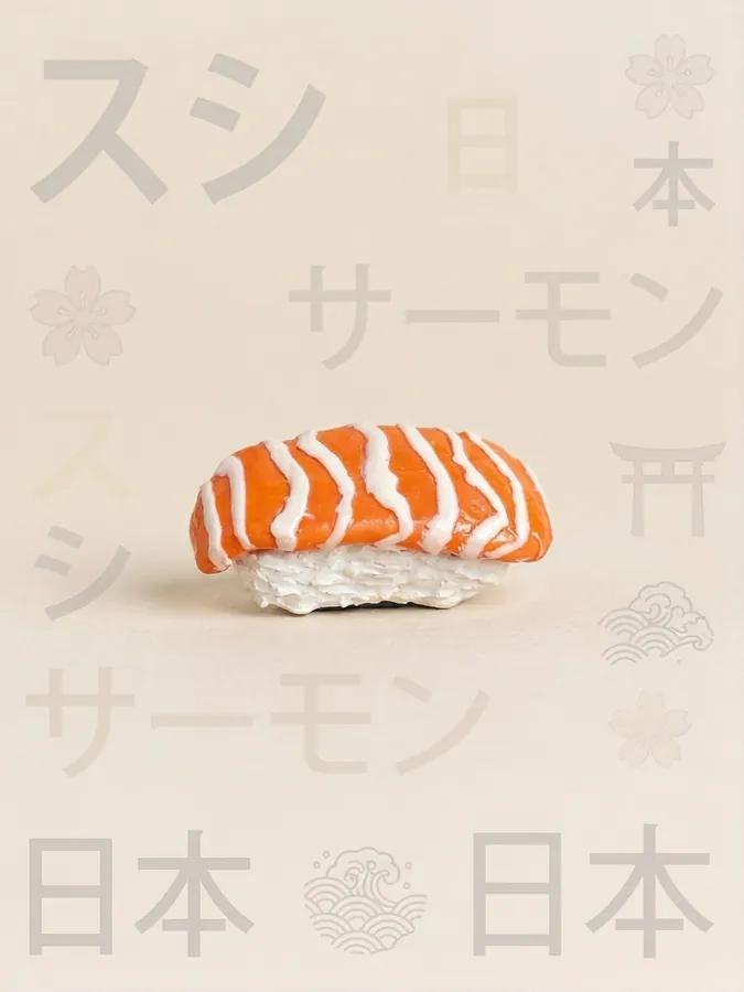 Salmon Nigiri, handmade polymer clay food piece